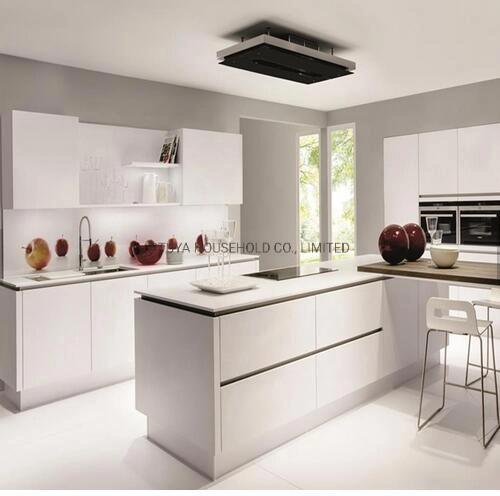 MDF Door High Gloss Finish White Lacquering Foshan Modern Style Design Straight Shape Kitchen Furniture