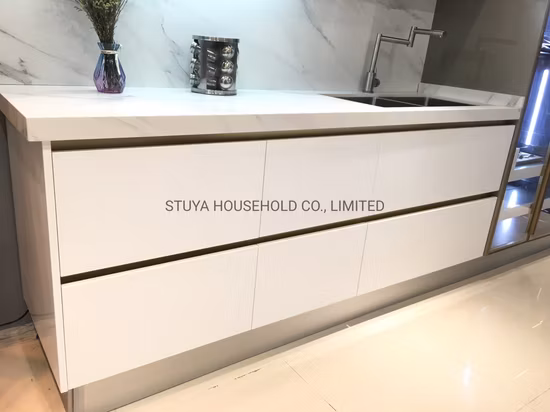 MDF Door High Gloss Finish White Lacquering Foshan Modern Style Design Straight Shape Kitchen Furniture