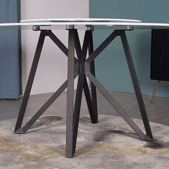 Sintered Stone Marble Round Rotates Outdoor Ceramic Tile Top Dining Table