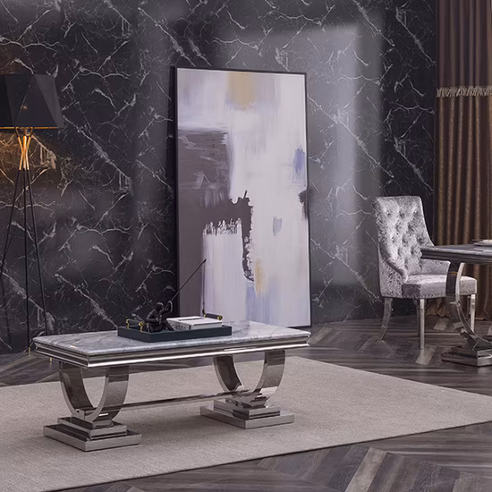 Customized Rectangle Marble Marble Coffee Table Side Table