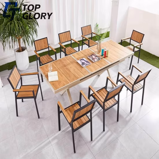 Modern Plastic Wood Restaurant Garden Tables Outdoor Chair