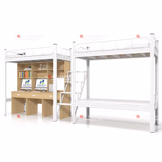 School and Work Apartment Dorm Single Double Triple King Queen Size Iron Steel Wooden Metal Fram Adult Decker Loft Bunk Bed with Desk and Storage